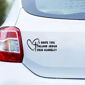1PC Faith Healing Style "Follow Jesus" Sticker - For car decor, faith-themed backpacks, religious notebooks. With warm faith vibe, features heart + cross + slogan (soft stroke + faith healing style). A favorite for Christian believers!