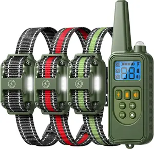 Dog Training Collar with Remote, 2600FT Range,4 Training Modes Beep, Shake, Safe Shock, LED Light,Rechargeable IPX7 Waterproof for All Breeds Sizes, withThree Receiver Collars for 3 Dogs
