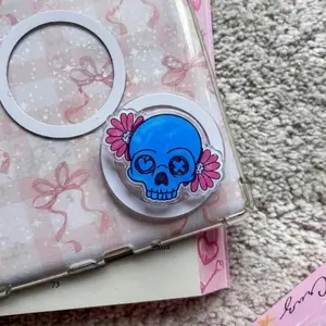 Lights Out Mask Phone Grip,Skull Kindle Accessories, Gift for Book Lovers, Bookish Gifts for Readers, Booktok, Bookish Merchandise, Kindle Stand sticky Spooky Baby magnetic mount Magsafe Library Card Flower-Shaped Multi-Functional holder Universal Car Bat