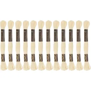 12 Skeins Embroidery Floss 8m Each Egyptian Long Fiber Cotton Cross Stitch Thread 26S/2x6 for Embroidery Projects Bracelet, Cream