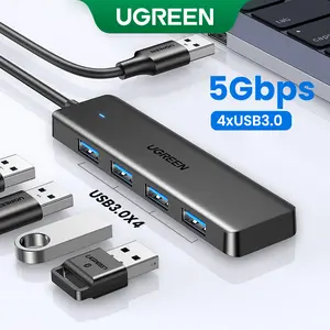UGREEN 5Gbps USB 3.0 Hub, 4 Ports USB A/USB C Splitter, Ultra-Slim Design, Compatible with PS5, Xbox, Mouse, TikTokShopBacktoSchoolKeyboard, Flash Drive, TikTokShopSpringGlowUp,Greenish
