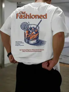 Old Fashioned Cocktail' Old Fashioned Cocktail Recipe Retro White Short-Sleeve T-Shirt | Casual Vintage Bar Streetwear Top | Premium Cotton Fabric | Bold Retro Cocktail Aesthetic | Trendy Oversized-Fit | Eye-Catching Cocktail Print | Versatile Daily Wear