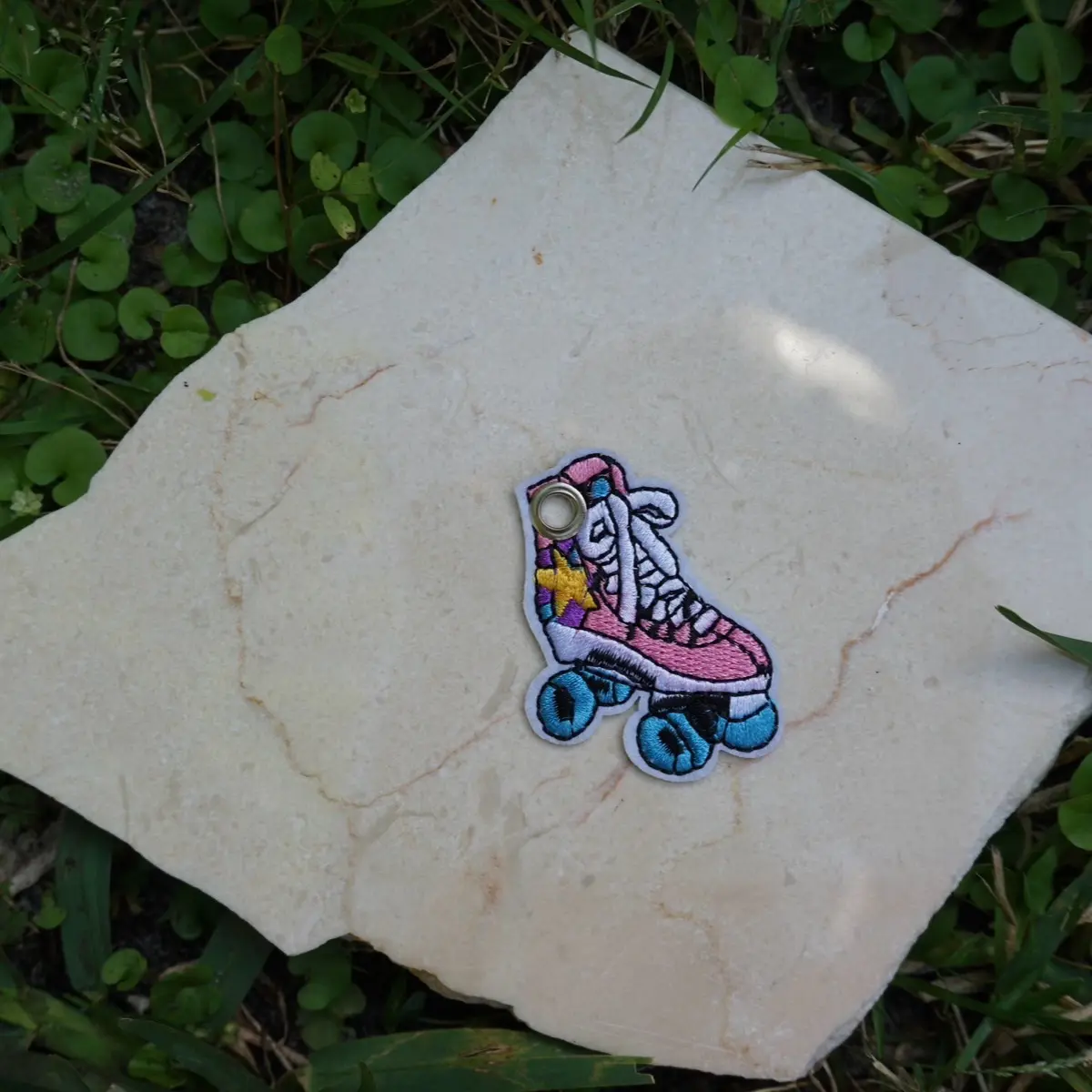Pink Roller Skate . Shoe charm sneaker and roller skate patch
