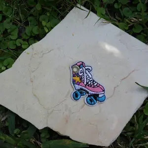 Pink Roller Skate . Shoe charm sneaker and roller skate patch