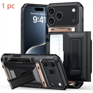 Tpu PC Phone Case with Card Slot, Shockproof Anti-Drop Protection, Fits iPhone 17 16 15 14 13 12 11 Pro Max Series Accessories