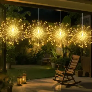 Solar Christmas Fairy Lights Set, 8 Flash Modes, High-Quality Outdoor String Lights for Garden Yard Party Fireworks Effect Holiday Decorations, Outdoor Decorative Lights