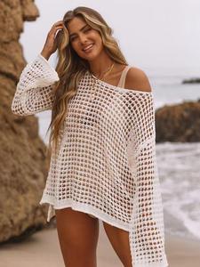 women's sexy hollow out asymmetrical neck cover up, regular fit ladies clothes for beach holiday, bathing suits women, summer beachwear, womenswear, going out tops, swimsuit cover up, beach cover ups