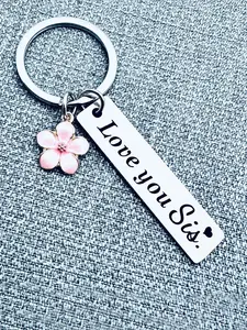 "Love You Sister" Personalized Engraved Stainless Steel Stylish Keychain - Perfect Birthday, Christmas & Bestie Gift for Sisters and Soulmates
