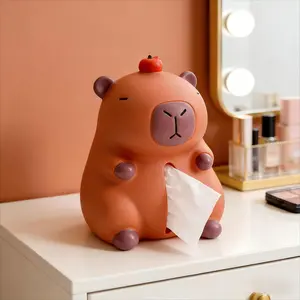 New Capybara Tissue Container| Advanced Tissue Storage Box| Shattered and Odorless| Large Capacity Wide Opening| Suitable Office Desks, Dining Tables, Dressing Tables, Etc.| Desktop Decoration| Capybara Gang Forever