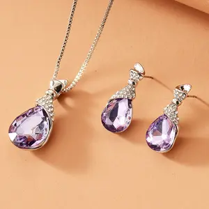 Bridal Jewelry Peacock Gem Necklace Earrings