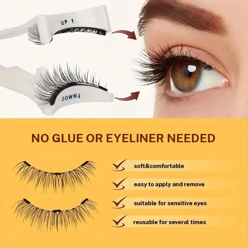 Reusable Magnetic Eyelashes - Waterproof, Natural & Voluminous, Glue-Free 3D False Lash Set with White Clips for Easy Application and Long-Lasting Hold, Waterproof Lash Kit