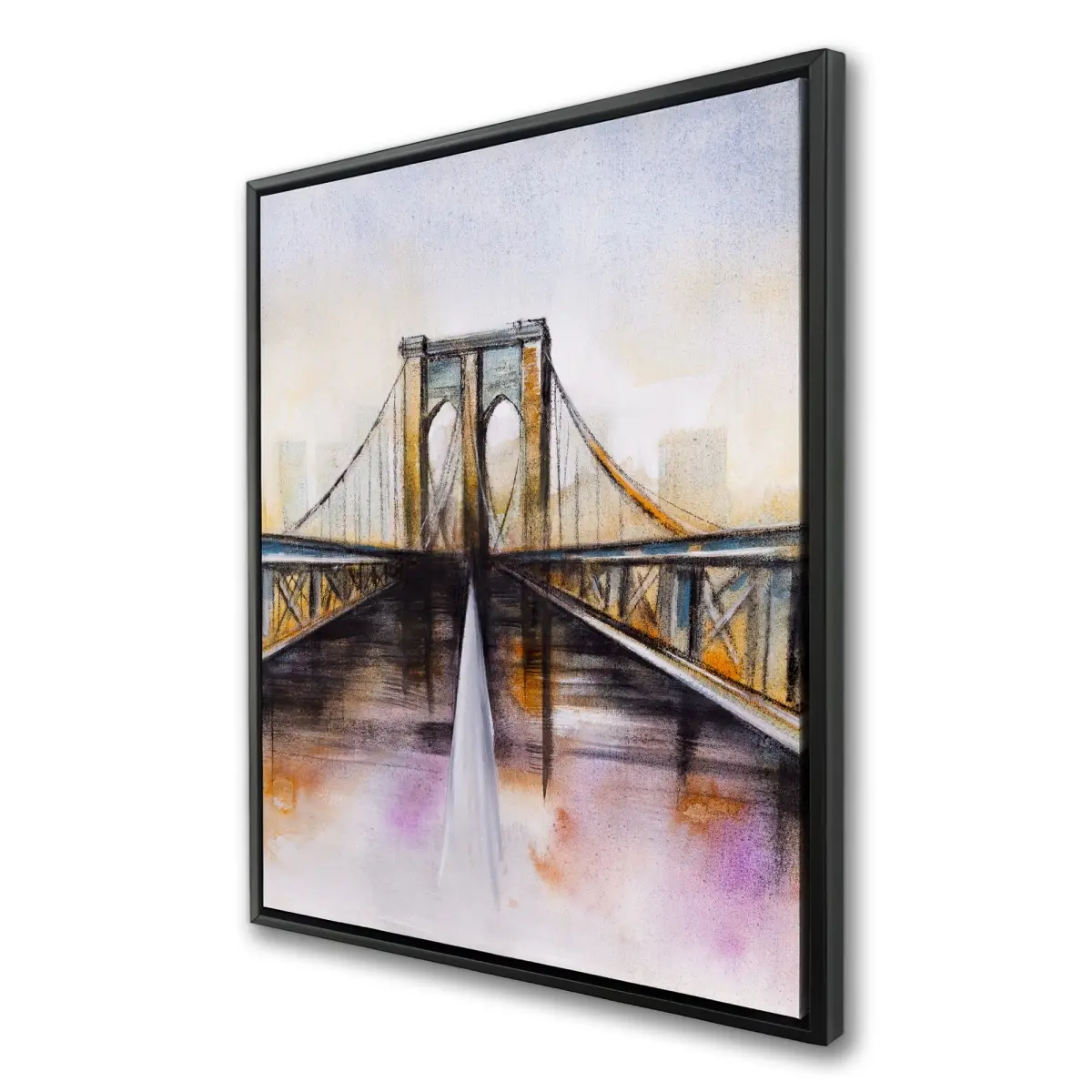 360 stand Colorful Brooklyn Bridge Urban Skyline Artwork - 36x48 in. Artistic Wall Print, Adventure-Inspired Home Decor for Home Supplies, Decoration, Landscape, Colorful Wall Arts