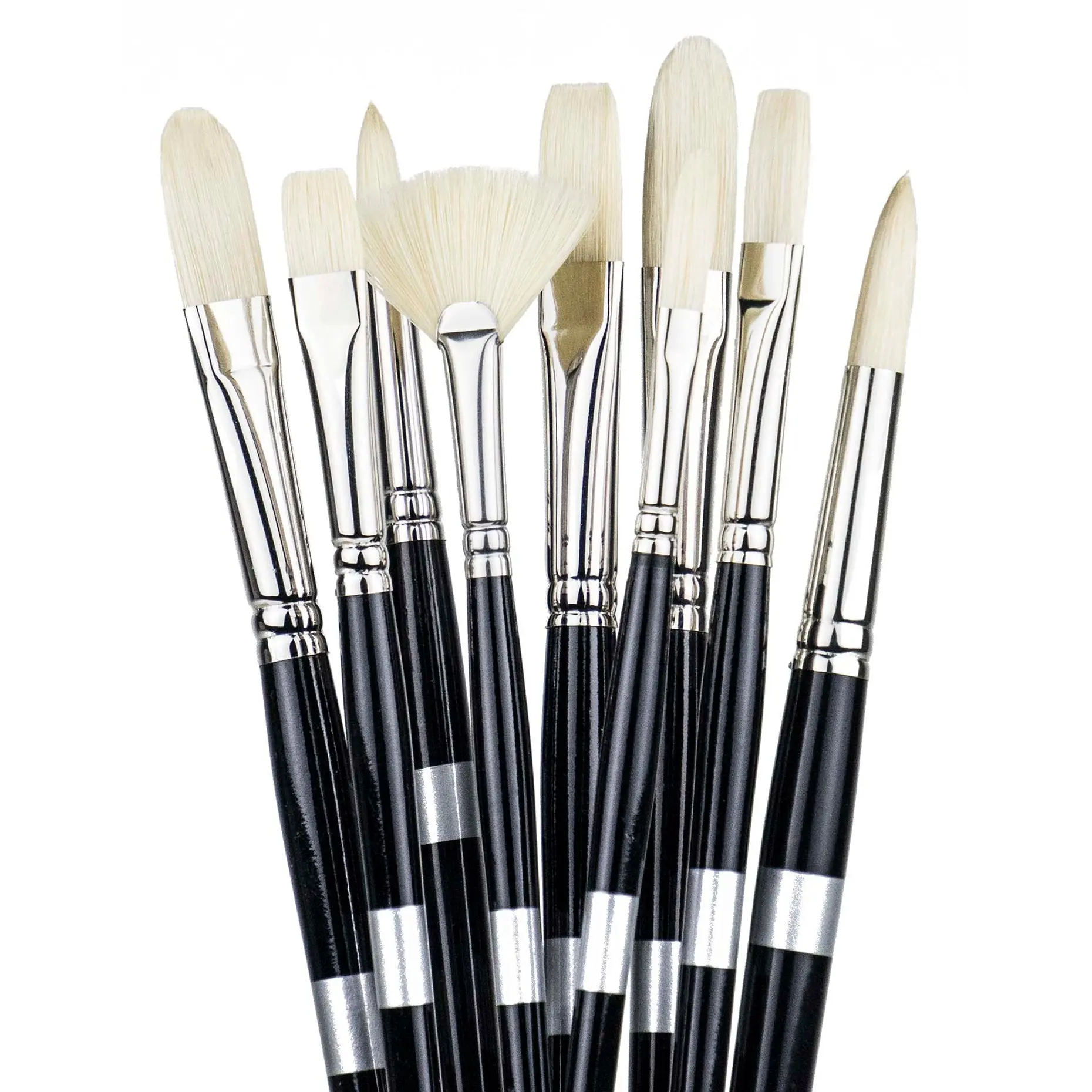Trekell Hog Bristle Long Handle Artist Brushes for Oil Painting - Premium Quality