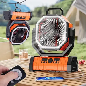 20000mAh Portable Remote Control Camping Fan with Hook & LED Light - 10-Inch USB- Outdoor Ceiling/Ceiling Suitable for Tent, Picnic, Travel, Beach - Cooling Fan for,, Christmas Gifts