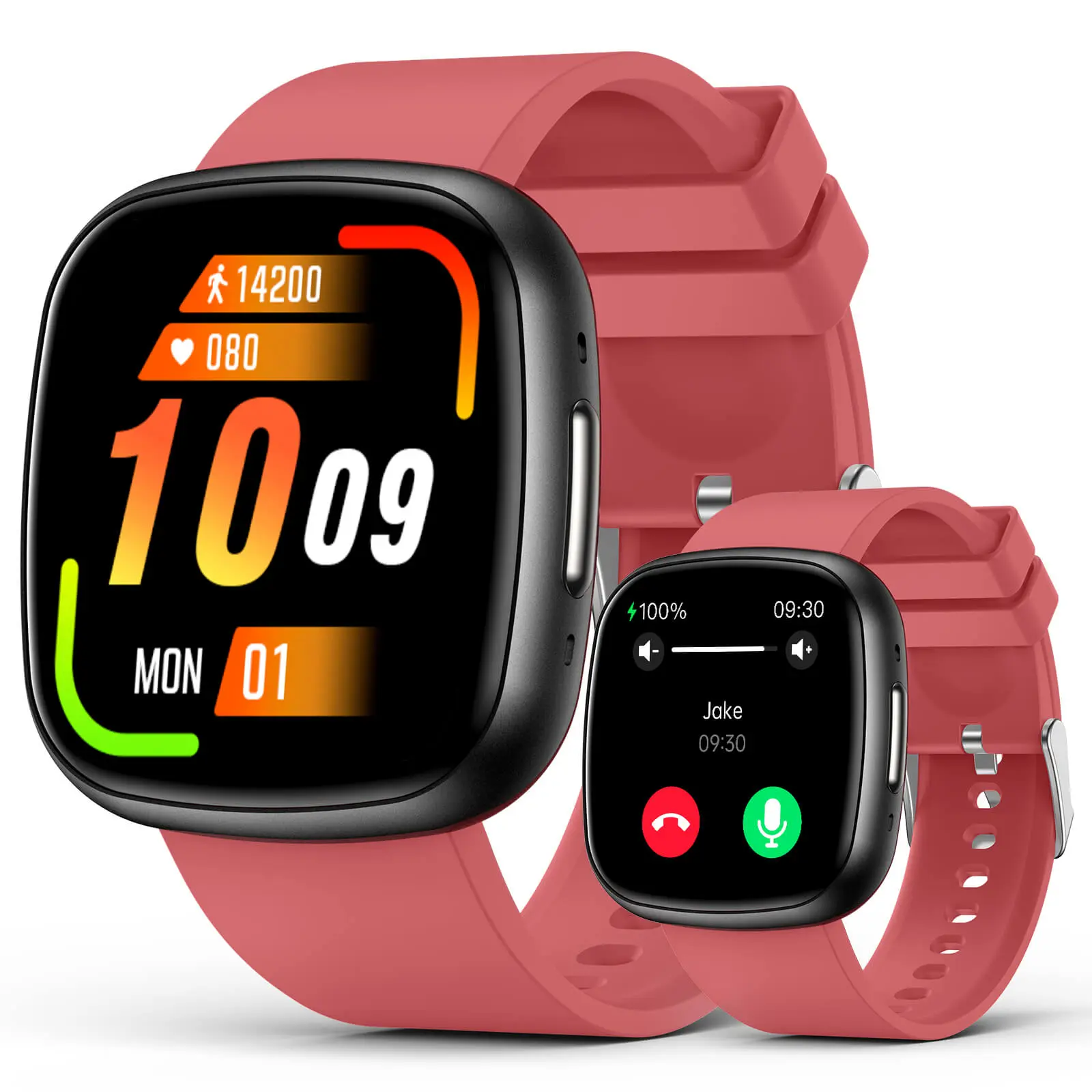 Smart Watches,Blood Oxygen Monitor, 1.72" HD Touch Screen Fitness Watch, Heart Rate Sleep Pressure Monitoring, 100+ Sports Modes, IP68 Waterproof Fitness Tracker, Compatible with Android and iOS,Red
