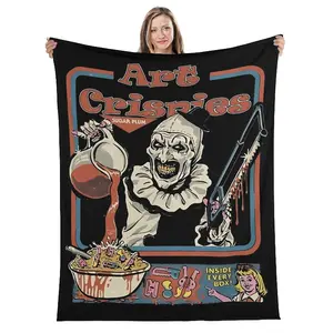 13 Style Terrifier 3 Horror Clown Movie Film Cartoon Soft Blankets,Throw Blanket Comfortable Blanket for Picnic Beds Sofa Home,Embellished with Horror Characters, ldeal forCamping Halloween gift Dream Weave Home