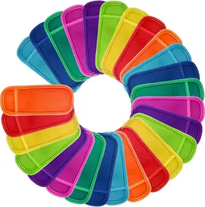 27PCS Reusable Popsicle Holders, 9-Color Ice Pop Sleeves, Anti-Freeze Cooler Bag Protectors for Kids
