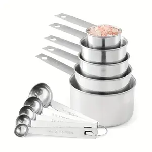 Stainless Steel Measuring Spoon Set, 10pcs/set Measuring Cup & Spoon Set, Baking Tool, Kitchen Measuring Utensils, Household Kitchen Gadgets, Food Measuring Tool