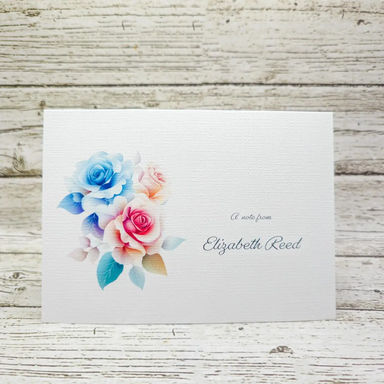Personalized Set of  Notecards with Envelopes Featuring Roses stationery supplies note cards watercolor