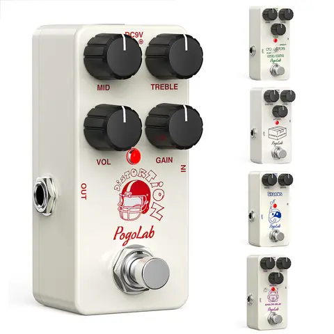 POGOLAB Guitar Effect Pedal, Analog Delay Distortion, Overdrive, Compressor, Chorus Effect For Choose, with True Bypass for Electric Guitar Bass, Begginer Music Lover Boy Girl Friend Gift, Dog Pattern