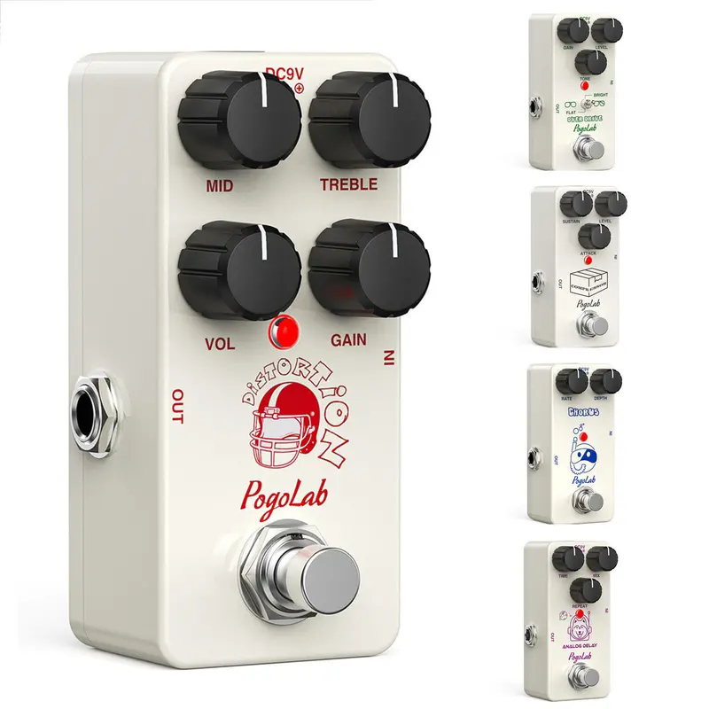 POGOLAB Guitar Effect Pedal, Analog Delay Distortion, Overdrive, Compressor, Chorus Effect For Choose, with True Bypass for Electric Guitar Bass, Begginer Music Lover Boy Girl Friend Gift, Dog Pattern