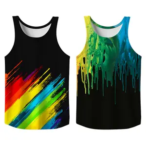 Vintage 2 Pack Oil Painting Tank Top, Trendy Menswear Funny Graphic Tees, Big and Tall Gym Workout Running Tee, Comfy Casual Sleeveless Vests