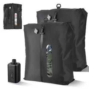 KXB Vacuum Seal Bags for Travel Luggage with Wireless Pump, 29L Compression Bags for Carry-On Suitcase & Travel Backpack, Reusable IP67 Waterproof Vacuum Storage Kit(2PC + PUMP)