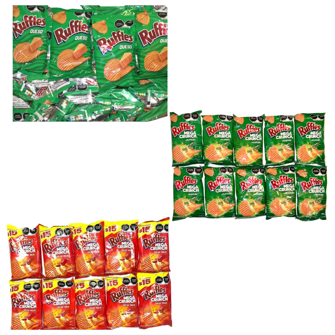 10 - PK RUFFLES MEGA CRUNCH or RUFFLES SABOR QUESO -  Sabritas Chips, Snack Crispy Crunchy Bite - MEXICAN CHIPS - PAPITAS MEXICANAS - SABRITAS MEXICANAS