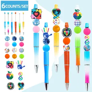 6pcs Creative Autism Awareness Rainbow Puzzle DIY Silicone Beads and Bracelet Set, Perfect Gift for Friends, Classmates, Birthdays, New Year