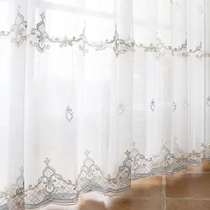 Embroidered Lace Home Decoration Curtain, Elegant Window Curtain, Window Screening for Home Living Room Bedroom, Home Decor Supplies, Net Curtains Window