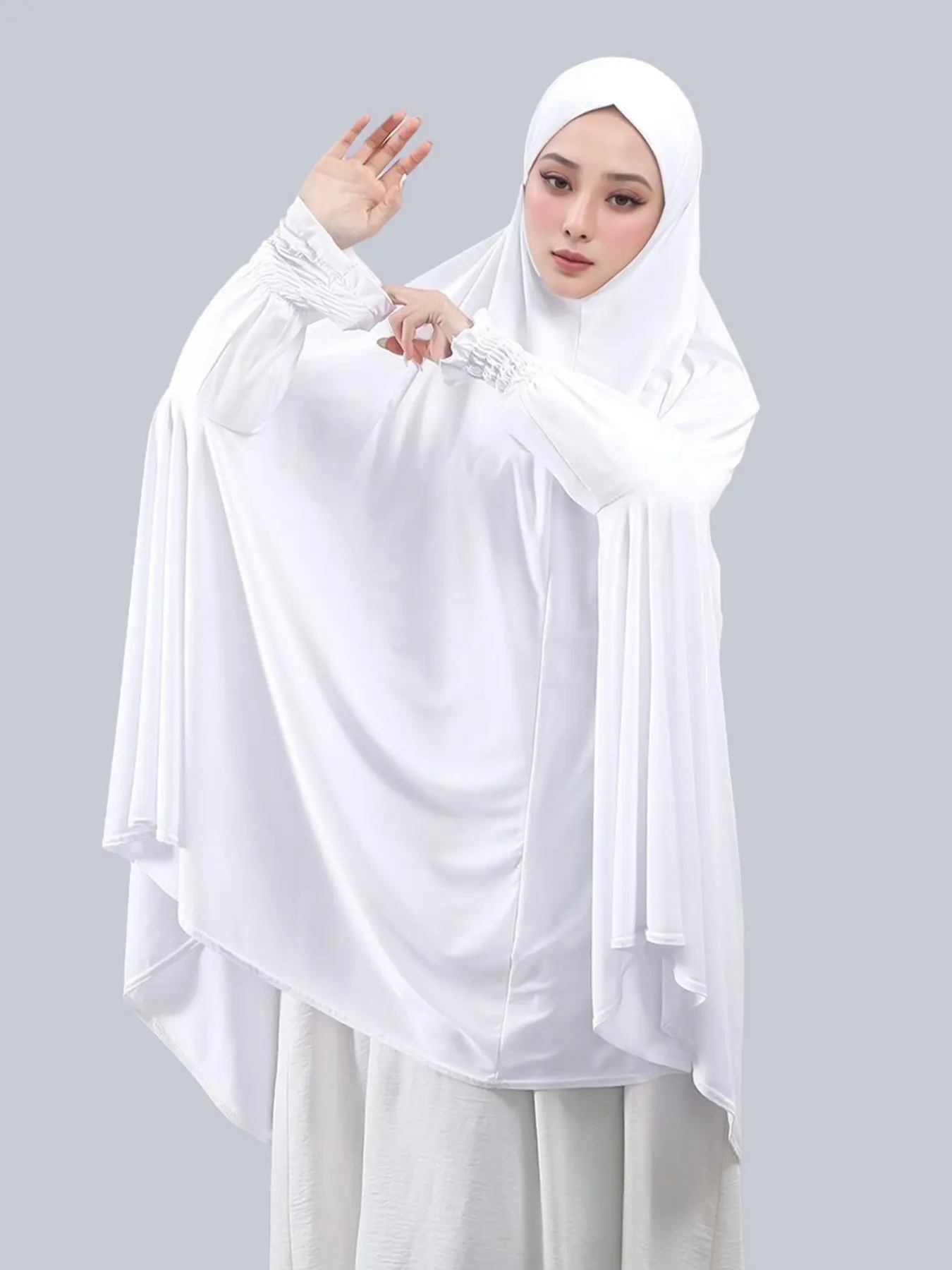 New Fashion Large Size Plain Abaya, Elastic Stretch Cuffs, Soft Comfortable Breathable Khimar, Suitable for Muslim Daily Prayers, Ramadan Prayer, Modesty Clothing