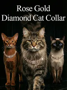 Secure buckle Cuban-style pet chain collar in rose gold—fashionable pet jewelry accessory suitable for small, medium, and large cats and dogs.