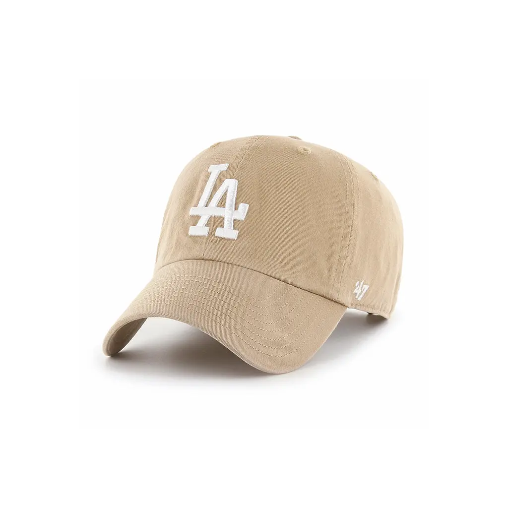 '47 LA Dodgers Baseball Cap, Casual Khaki Clean Up Style with Relaxed Fit, Garment Washed Cotton & Adjustable Strap