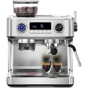 Kismile Double Boiler Espresso Machine with 30 Conical Burr Grind Settings, 20 Bar Stainless Steel Coffee Maker, Milk Frother Steam Wand, Barista Espresso Maker for Home Cappuccino Latte & Americano
