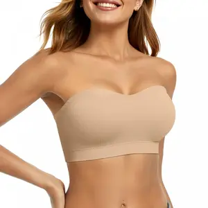 Women Non-Slip Bandeau Bras With Comfortable Strapless Bra Seamless Wireless Tube Top Soft Wireless Bra