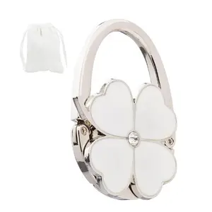 Foldable Handbag Hanger Hook – Portable Purse Holder for Table with Clover Design | Travel-Friendly Folding Bag Hook