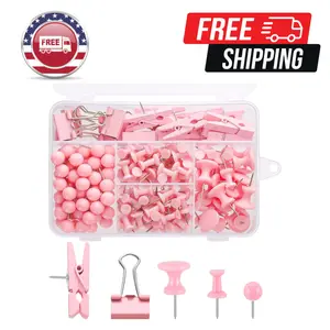 200 Pieces Push Pins Pink Thumb Tacks Cute Decorative Push Pins
