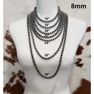 Sterling Silver Navajo Pearls 8mm Necklace