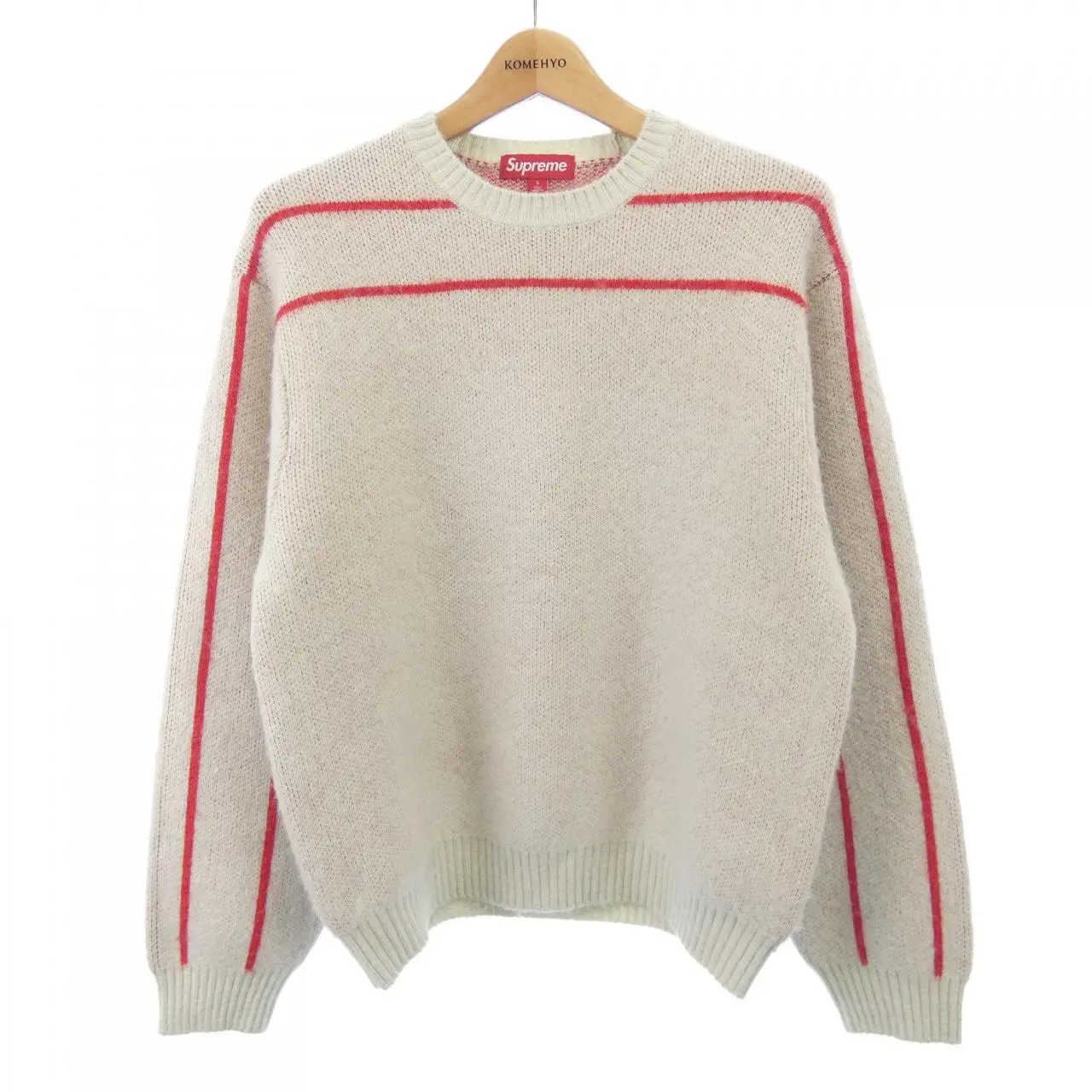 Pre-owned Supreme Cotton Small Leather Goods BACK STRIPE SWEATER Knit