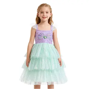 Mermaid Costume for Girls Multi-layer Tulle Puffy Dress Princess Dress for Party Outfits, Birthday and Christmas Gift