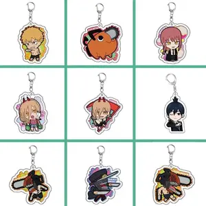 Anime Chainsaw Man Keychain Pochita Makima Cartoon Acrylic Bag Tag Keyrings Cos Trendy Gift