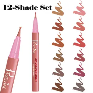 12-Piece Professional Fine Tip Lip Liner Set | Easy Control, Fade-Resistant, Non-Sticky | Long-Lasting with Lip Gloss | Makeup Artist Approved