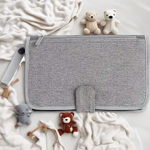 Portable Diaper Changing Kit with Changing Pad & Wipes Case, Gray