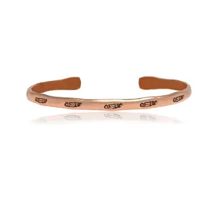 Feather Pure Copper Certified Authentic Handmade Navajo Native American Cuff Bracelet 12887-1