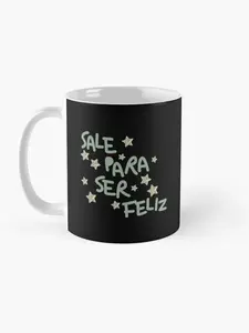 Ivan Cornejo "Sale Para Ser Feliz" Star Mug | 11oz, 15oz | Perfect Gift For Fans | Ivan Fan Merch | Quote Coffee Cup | Positive Vibes Black Ceramic Drinkware | Gift for Happiness Seekers