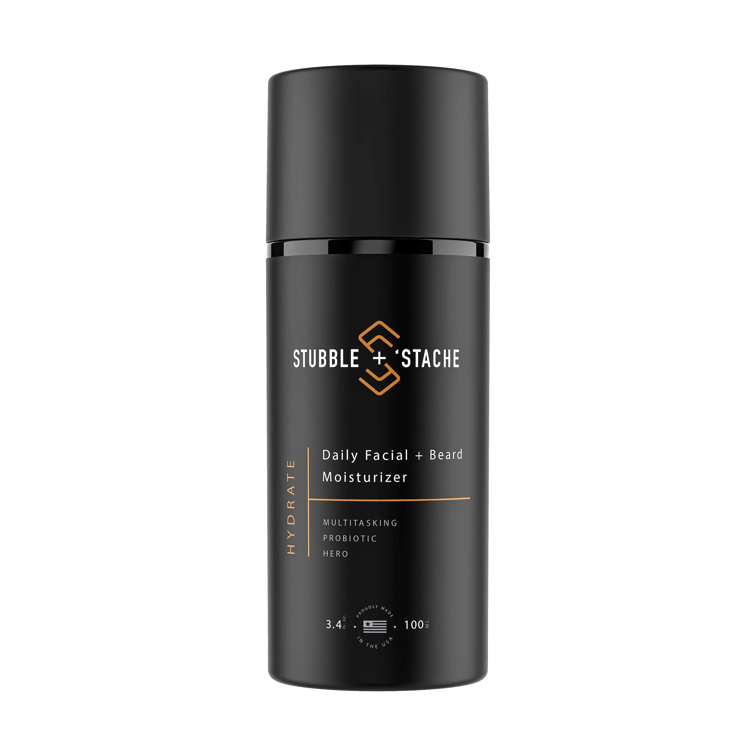 Hydrate: Daily Probiotic Facial + Beard Moisturizer. Hydrating complete face care with Organic Aloe, Hyaluronic Acid and Niacinamide. Fragrance Free