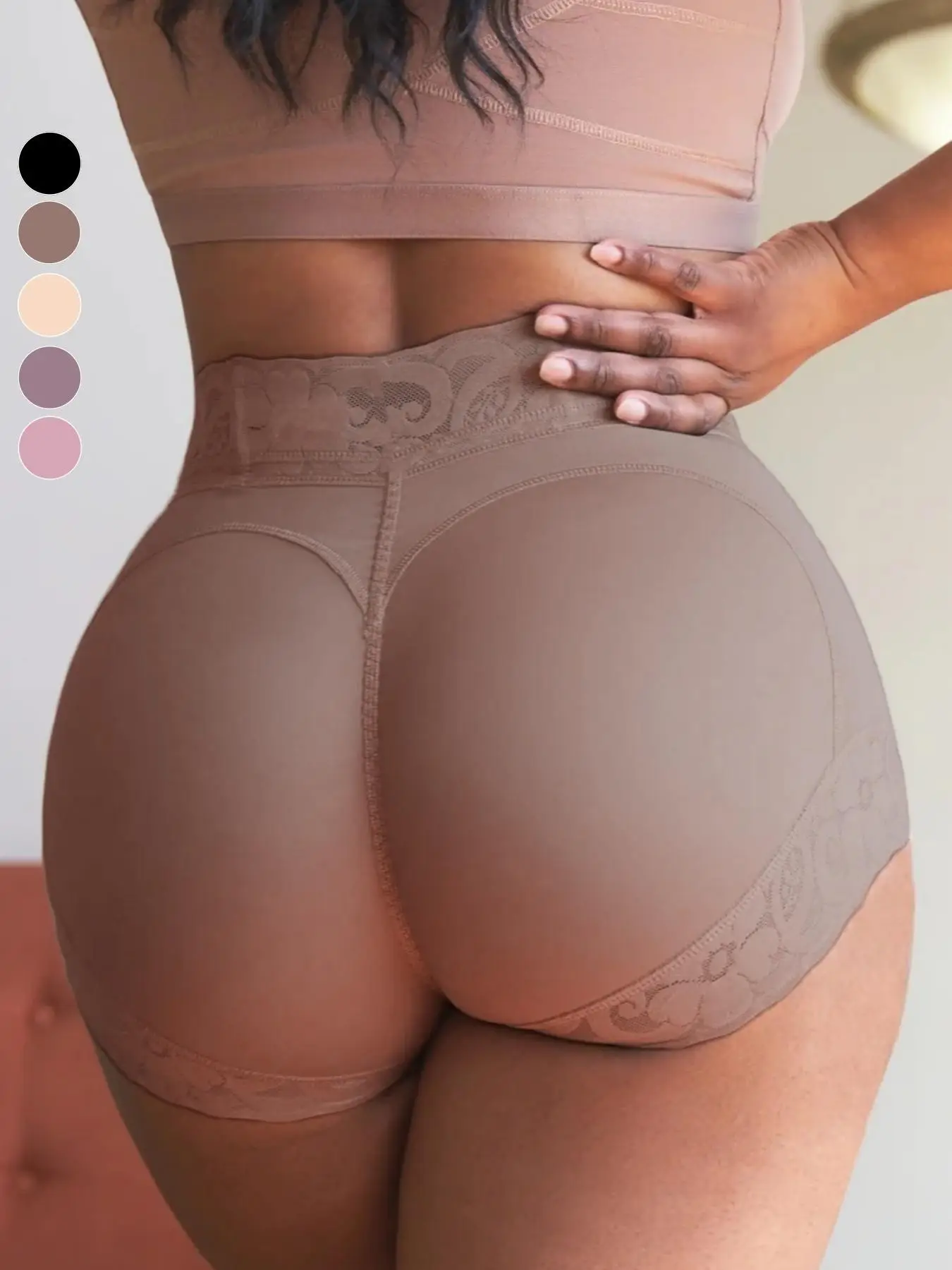 YZY Fajas Women's Plain Contrast Lace High Waist Shapewear Panty, High Stretch Tummy Control Butt Lifting Shaper, Women's Shapewear Bottoms for Daily