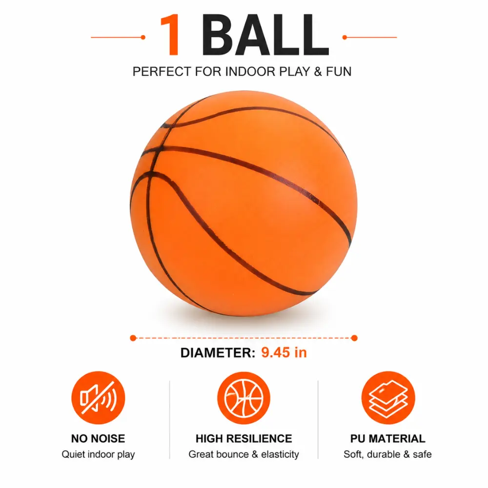 PU Foam Silent Basketball, Indoor Training Quiet Practice Ball, Interactive Game Prop, Interesting Gift for Indoor Activities-4765