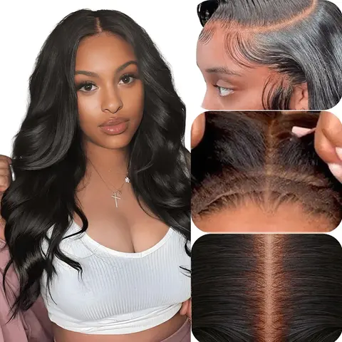 Bling Hair Body Wave 5x5 Glueless Lace Wig Human Hair Bleach Knot Brazilian Human Hair Wig For Women Ready To Go Pre Cut Lace Closure Wig 180% Density