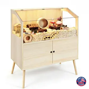 PROLEE Hamster Cage with Storage Cabinet, 40" L x 20" W x 47" H Inches, 800 sq.in Large Hamster Cages and Habitats, Openable Top with Acrylic Sheets Solid Built, Access for Hamster Gerbil Mouse